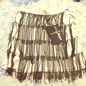 Silver bagger black chain dangling skirt